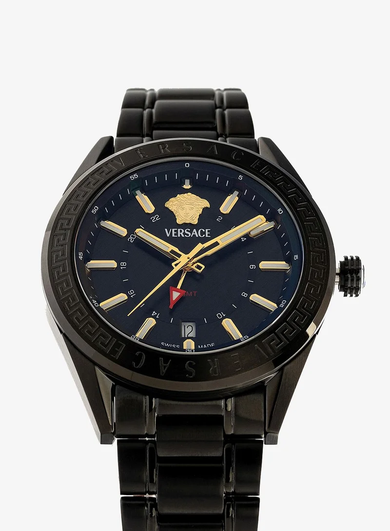 VERSACE V-Code Quartz Black Dial Watch