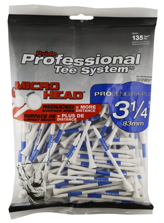 PrideSports PTS Micro Head Wooden Golf Tee - 3-1/4" - White/Blue 135 CT - Image 1