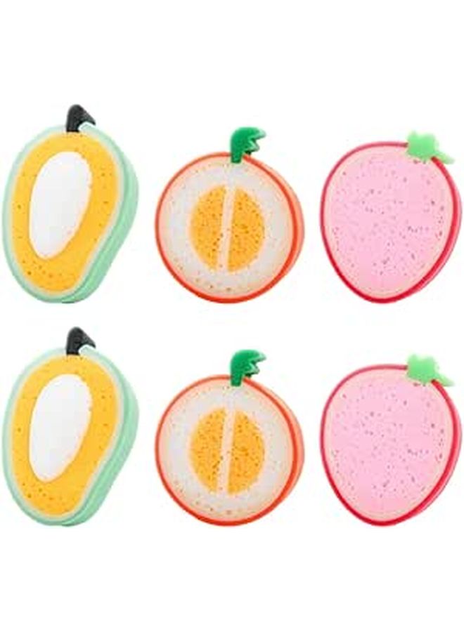 6Pcs Fruit Bath Sponges Set Thickened Exfoliating Shower Sponges Soft Scrubbers for Adults and Babies - Image 1