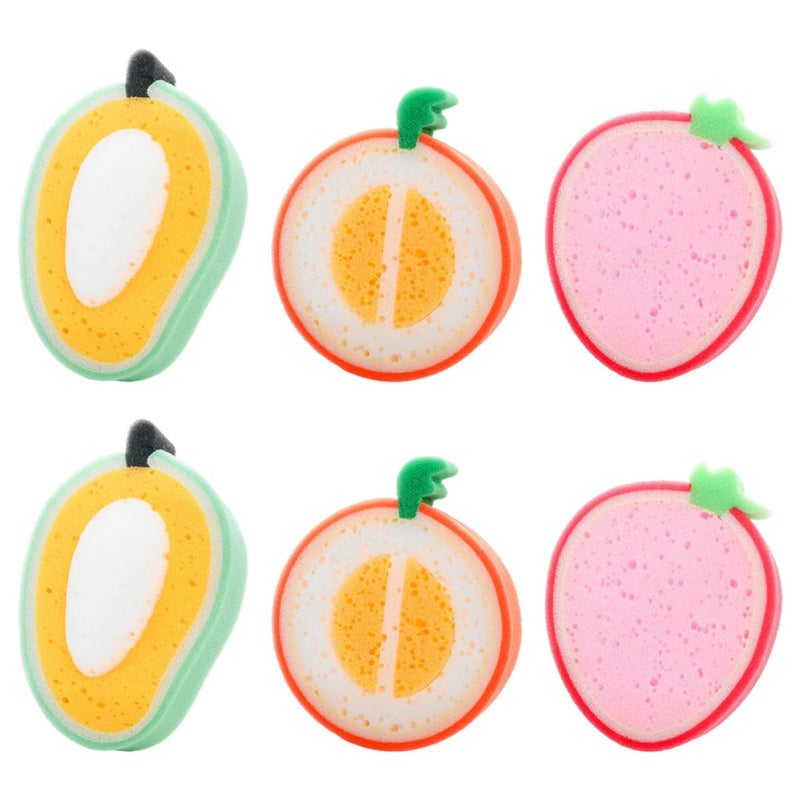 6Pcs Fruit Bath Sponges Set Thickened Exfoliating Shower Sponges Soft Scrubbers for Adults and Babies - Image 2