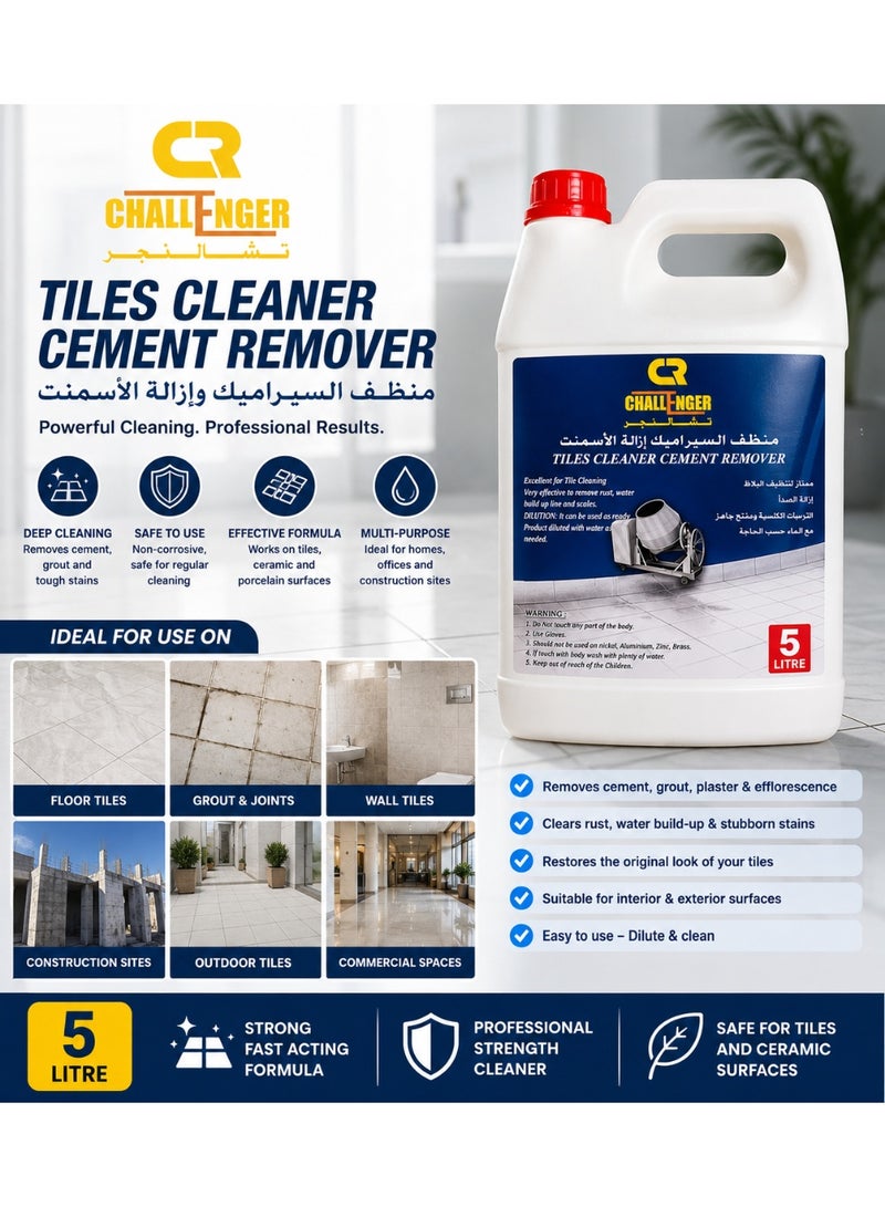 Challenger Tiles Cleaner Cement Remover 5L – Heavy Duty Tile, Grout & Cement Stain Cleaner for Ceramic, Porcelain & Stone Surfaces - Image 3