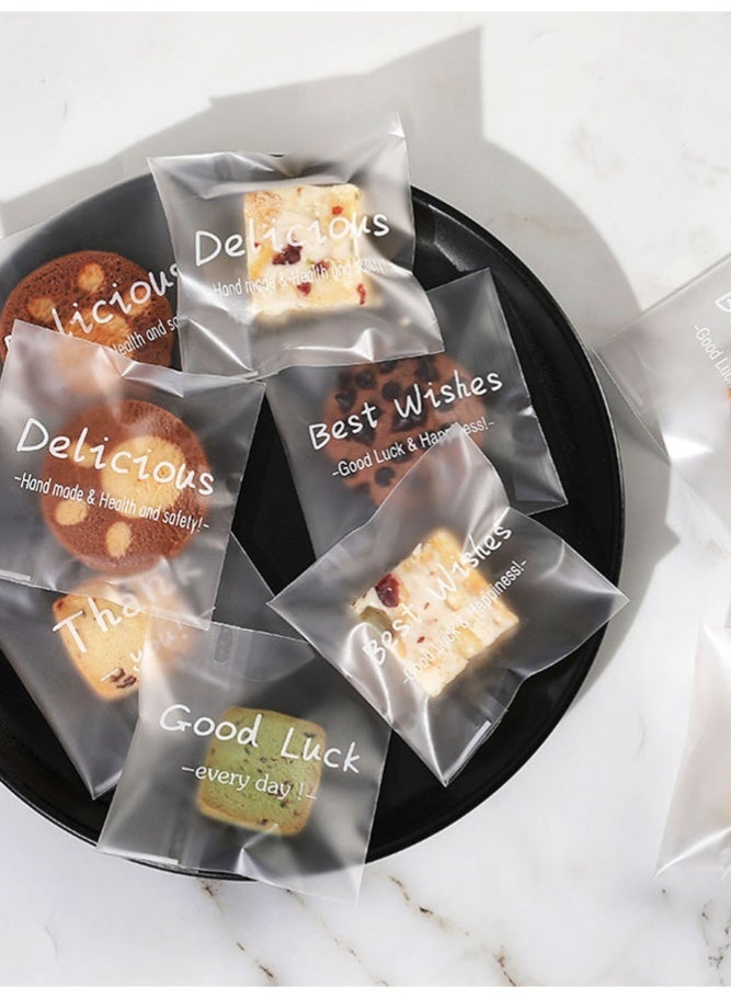 ميدي ١٠٠ كيس طعام ذاتي اللصق للبسكويت والحلوى، أكياس بلاستيكية فردية لصنع الحلوى بنفسك، أكياس هدايا مزخرفة، أكياس سيلوفان لتعبئة البسكويت والشوكولاتة والوجبات الخفيفة، حفلات الزفاف، حفلات المدارس، أكياس طعام، علب طعام مناسبة للحلوى والشوكولاتة والبسكويت. - Image 1