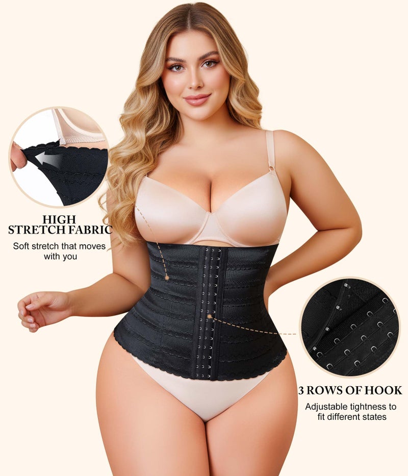 Irisnaya Plus Size Shapewear Waist Trainer - Curve Waist Cincher for Women Faja Body Shaper Tummy Control Girdle Black - Image 2