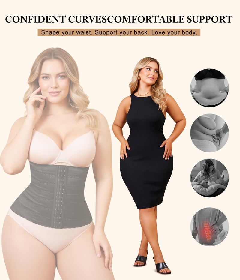 Irisnaya Plus Size Shapewear Waist Trainer - Curve Waist Cincher for Women Faja Body Shaper Tummy Control Girdle Black - Image 5