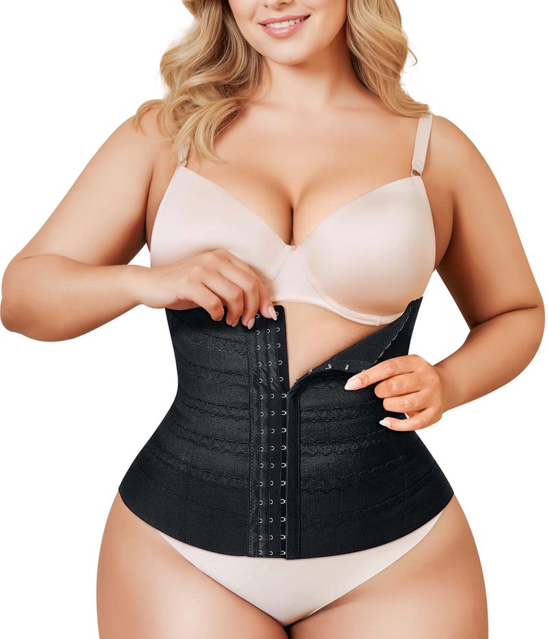 Irisnaya Plus Size Shapewear Waist Trainer - Curve Waist Cincher for Women Faja Body Shaper Tummy Control Girdle Black - Image 1