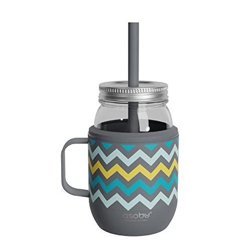 asobu Moonshine Mason Jar with Stainless Steel Insulated Sleeve and Handle Doubles as a Mug 16 Ounces Grey - Image 1
