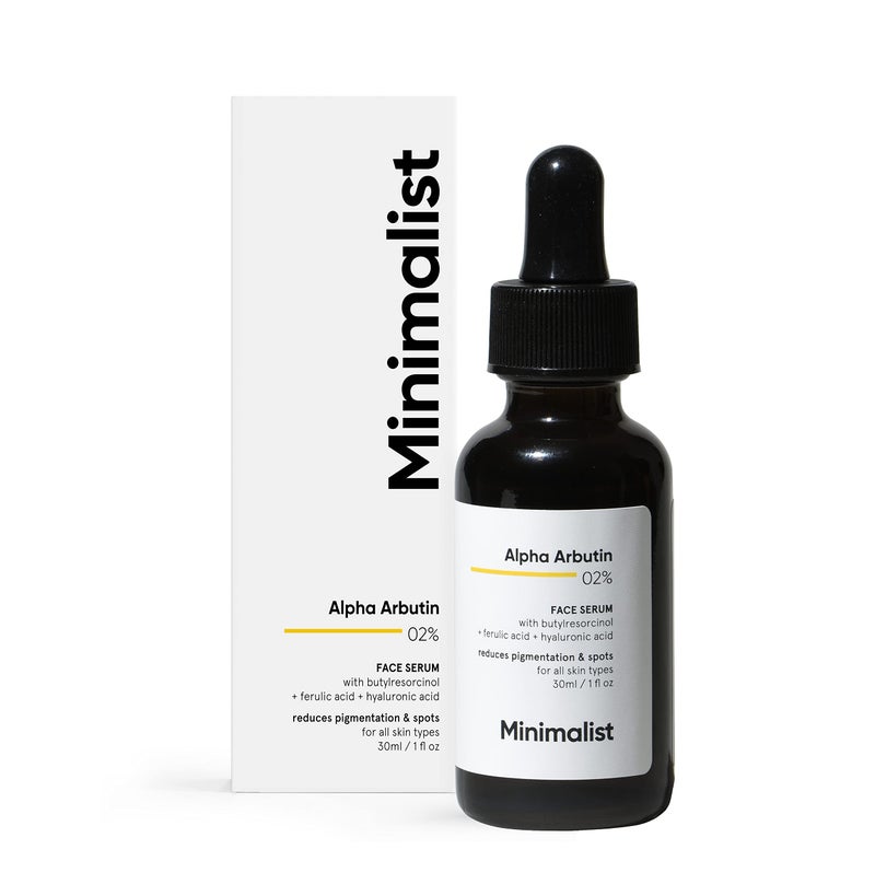 Minimalist Dark Spots Removal Serum with 2% Alpha Arbutin for Hyperpigmentation | Reduces Blemishes, Acne Marks & Tanning with Hyaluronic Acid & Butylresorcinol | For Women & Men | 1FL OZ/30 ml - Image 4