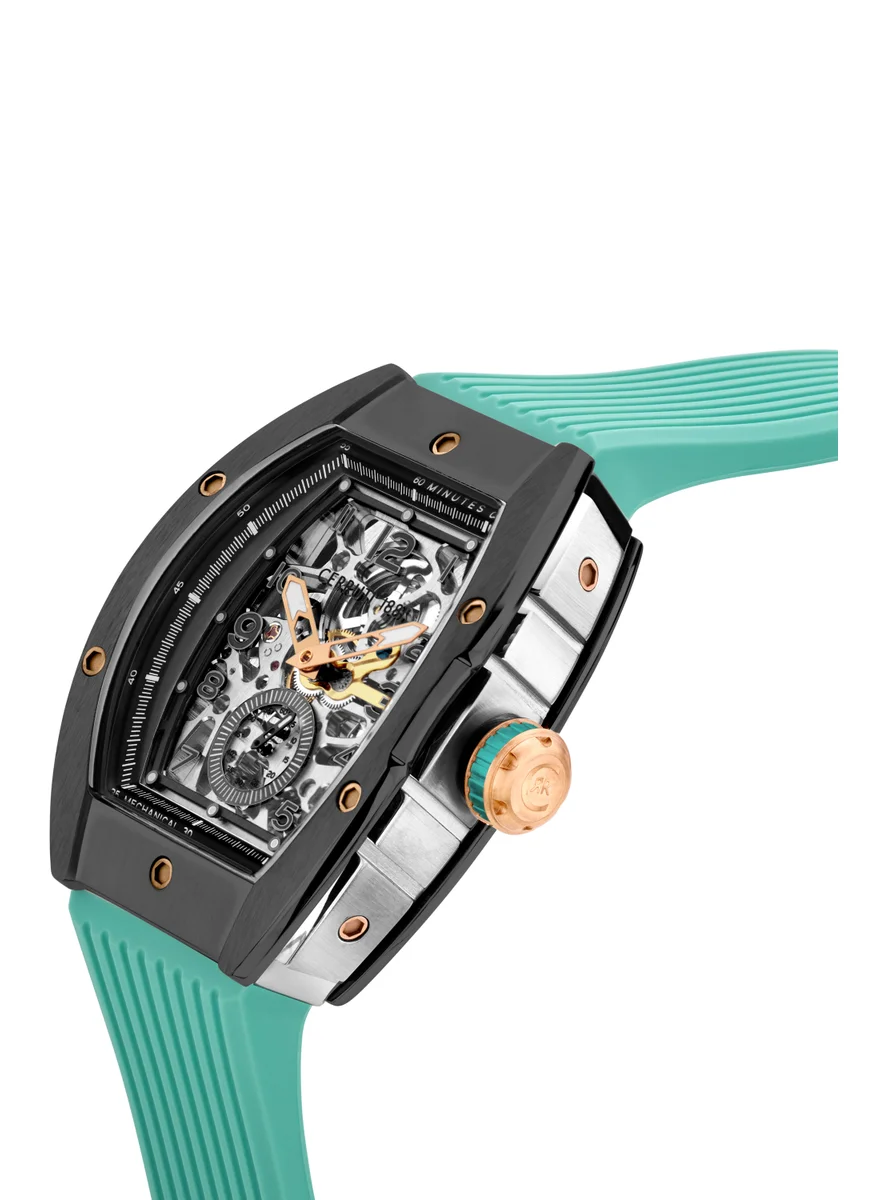 CERRUTI 1881 Ovaro 48mm Men's Automatic Watch with Turquoise Silicone  Strap