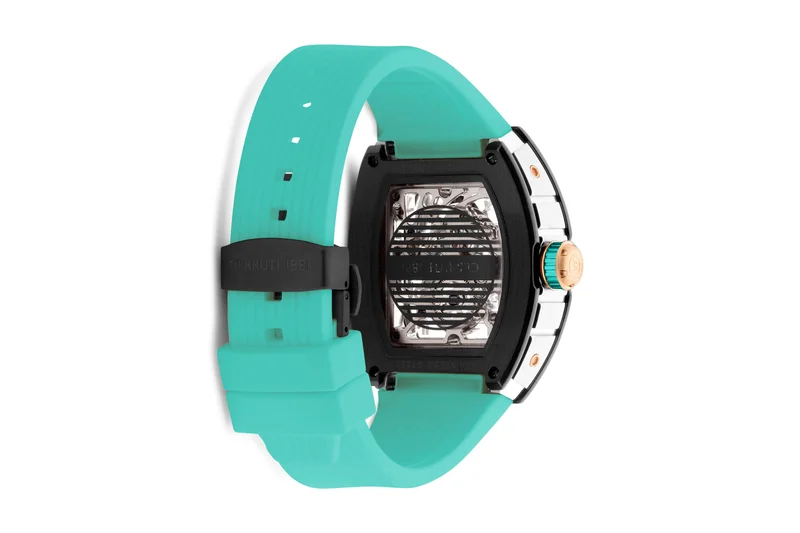 CERRUTI 1881 Ovaro 48mm Men's Automatic Watch with Turquoise Silicone  Strap