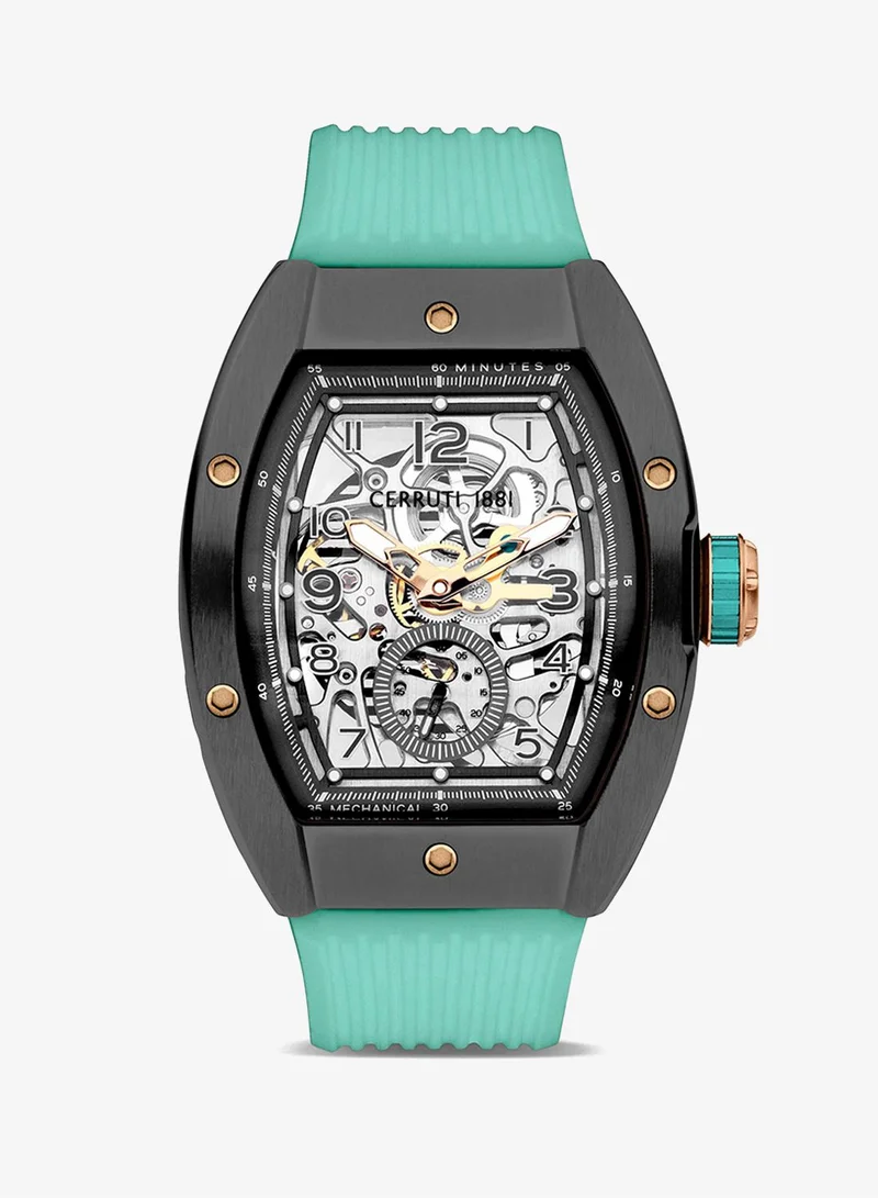 CERRUTI 1881 Ovaro 48mm Men's Automatic Watch with Turquoise Silicone  Strap