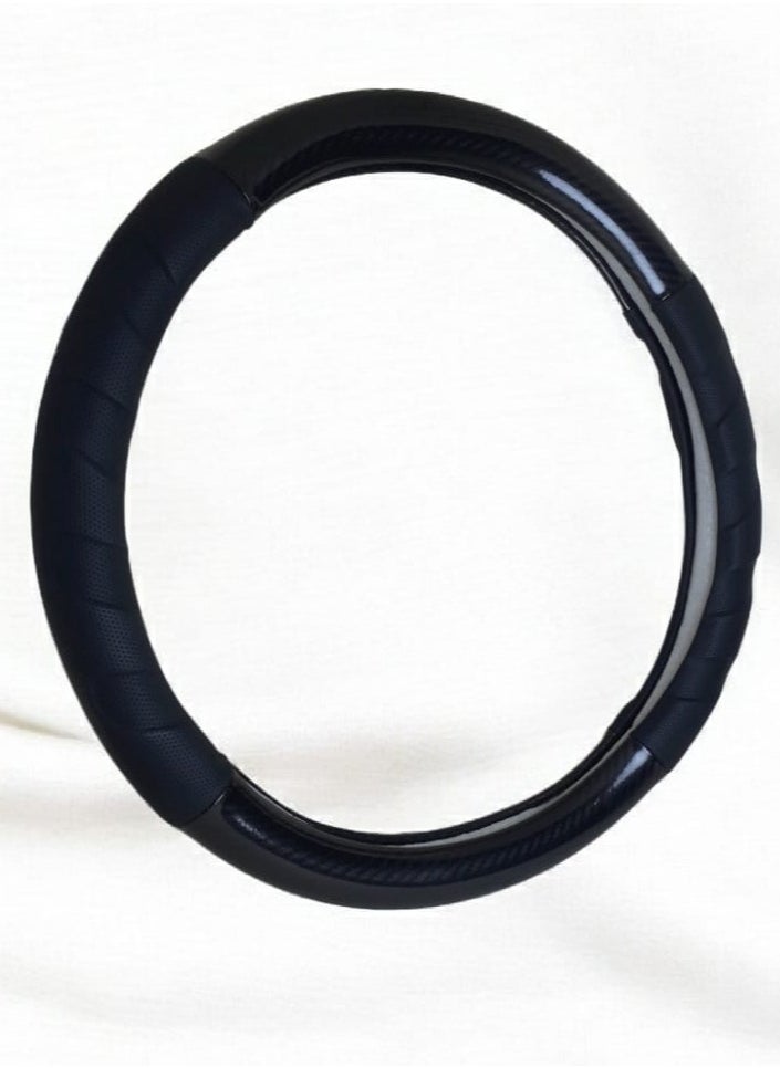 Generic Classic Carbon Fiber Steering Wheel Cover, Universal 15 Inch, Breathable Microfiber Leather, Black - MT BEST BUY  - Image 3