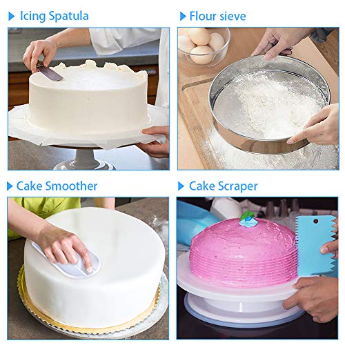 Taiker Cake Decorating Supplies,493 PCS Cake Decorating Kit 3 Packs Springform Cake Pans, Cake Rotating Turntable,48 Piping Icing Tips,7 Russian Nozzles, Baking Supplies,Cupcake Decorating Kit, Multicolor - Image 5