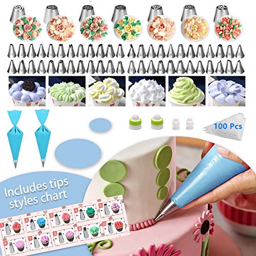 Taiker Cake Decorating Supplies,493 PCS Cake Decorating Kit 3 Packs Springform Cake Pans, Cake Rotating Turntable,48 Piping Icing Tips,7 Russian Nozzles, Baking Supplies,Cupcake Decorating Kit, Multicolor - Image 3