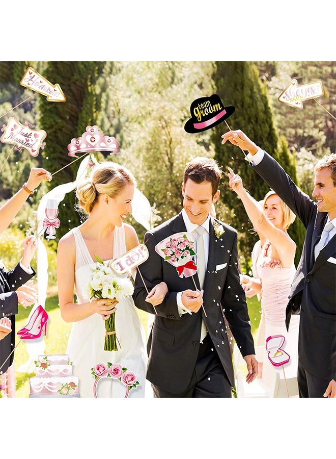 Lemon 30 PCS Wedding Photo Booth Props, Rose Gold Wedding Decorations Bridal Shower Photobooth Prop Selfie Props for Engagement Party Supplies - Image 5