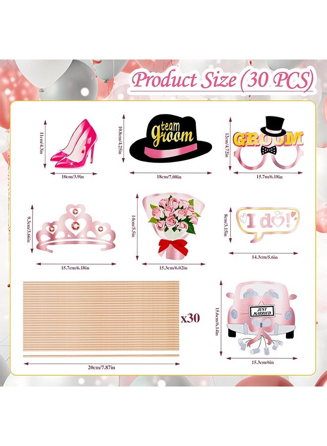 Lemon 30 PCS Wedding Photo Booth Props, Rose Gold Wedding Decorations Bridal Shower Photobooth Prop Selfie Props for Engagement Party Supplies - Image 2