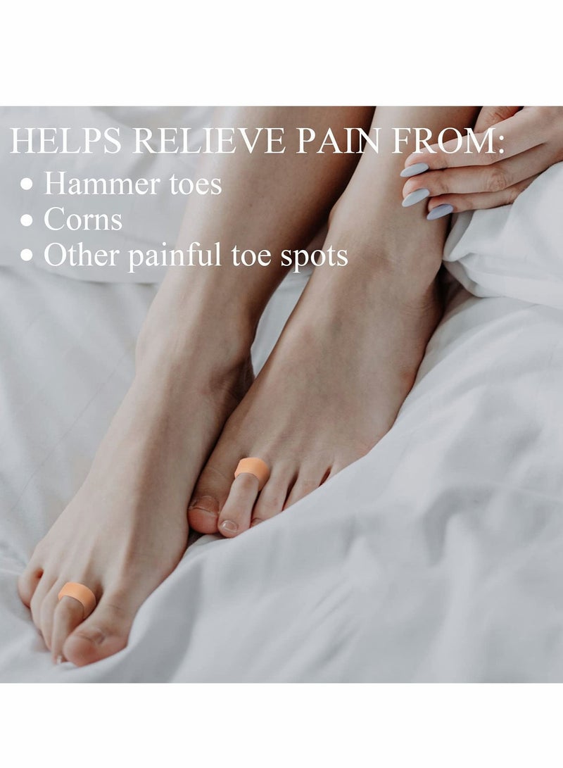 Excefore وسادات هلامية لأصابع القدم من Hammer Toe، دعامة مؤقتة لأصابع القدم لدعم آلام القدم والضغط وعدم الراحة وتحسين استقرار المشي (لون البشرة، أبيض) 12 زوجًا - Image 2