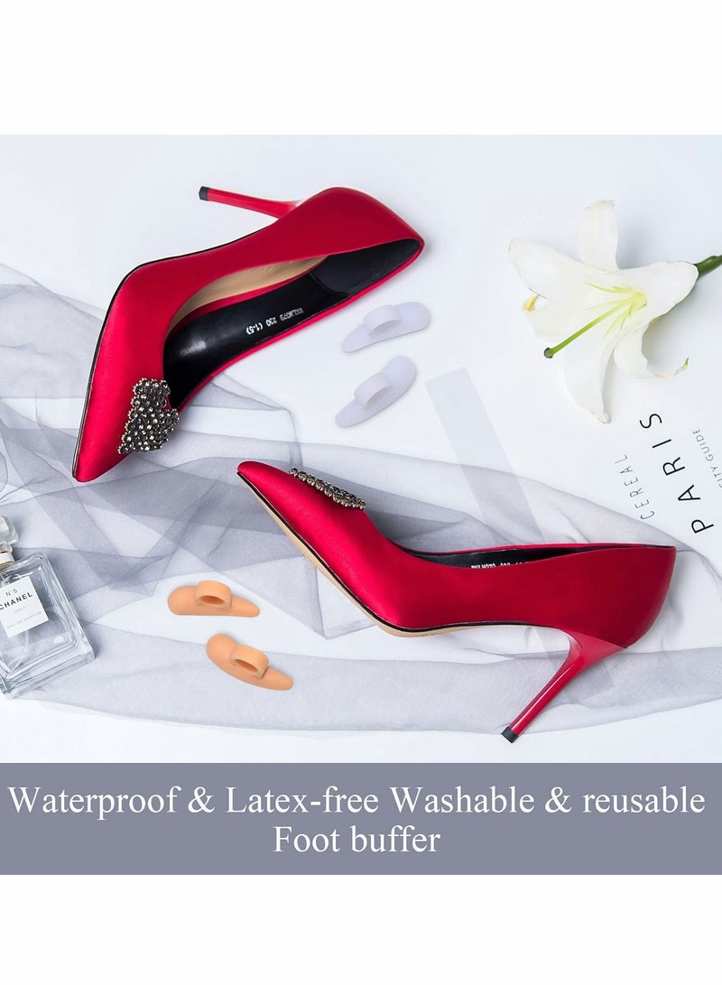 Excefore وسادات هلامية لأصابع القدم من Hammer Toe، دعامة مؤقتة لأصابع القدم لدعم آلام القدم والضغط وعدم الراحة وتحسين استقرار المشي (لون البشرة، أبيض) 12 زوجًا - Image 5