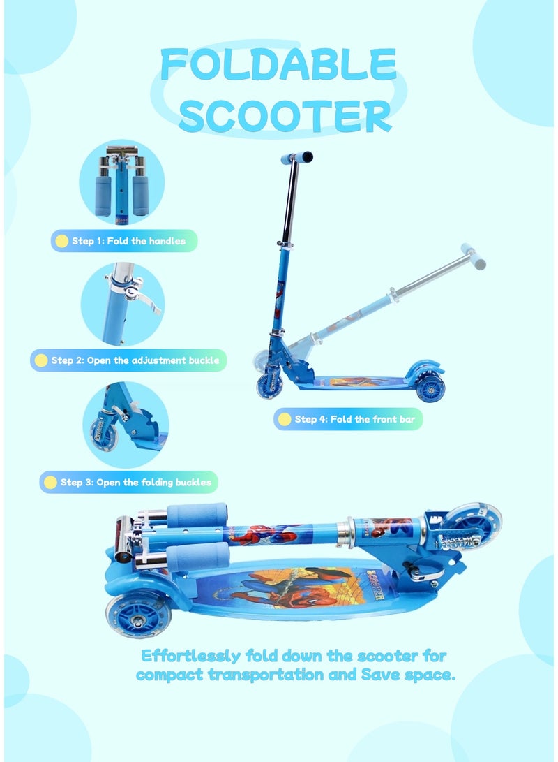 EASY FUTURE Rear Brake with LED PU Wheels Kick Scooter, Scooters for Kids with Foldable & Height Adjustable Handle, Kids Scooter for 3 to 8 Years Including Full Protective Gear Set - Image 2