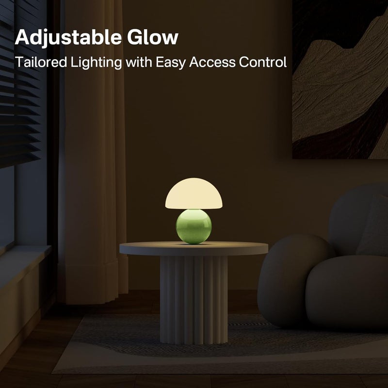 Dawnwake Mushroom Lamp Table Lamp for Bedroom,Desk Bedside Small Lamps for Living Room Night Stands,Mushroom Decor Cute Mini Modern Mid Century Lamps,Unique Aesthetic Home Living Room Decor(Green) - Image 5