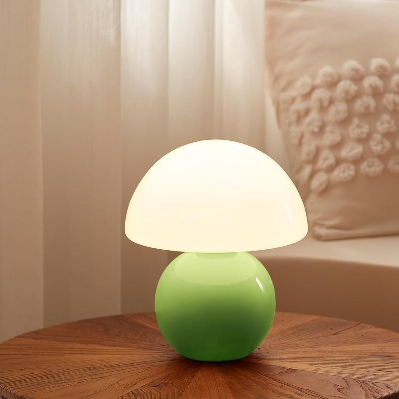 Dawnwake Mushroom Lamp Table Lamp for Bedroom,Desk Bedside Small Lamps for Living Room Night Stands,Mushroom Decor Cute Mini Modern Mid Century Lamps,Unique Aesthetic Home Living Room Decor(Green) - Image 1