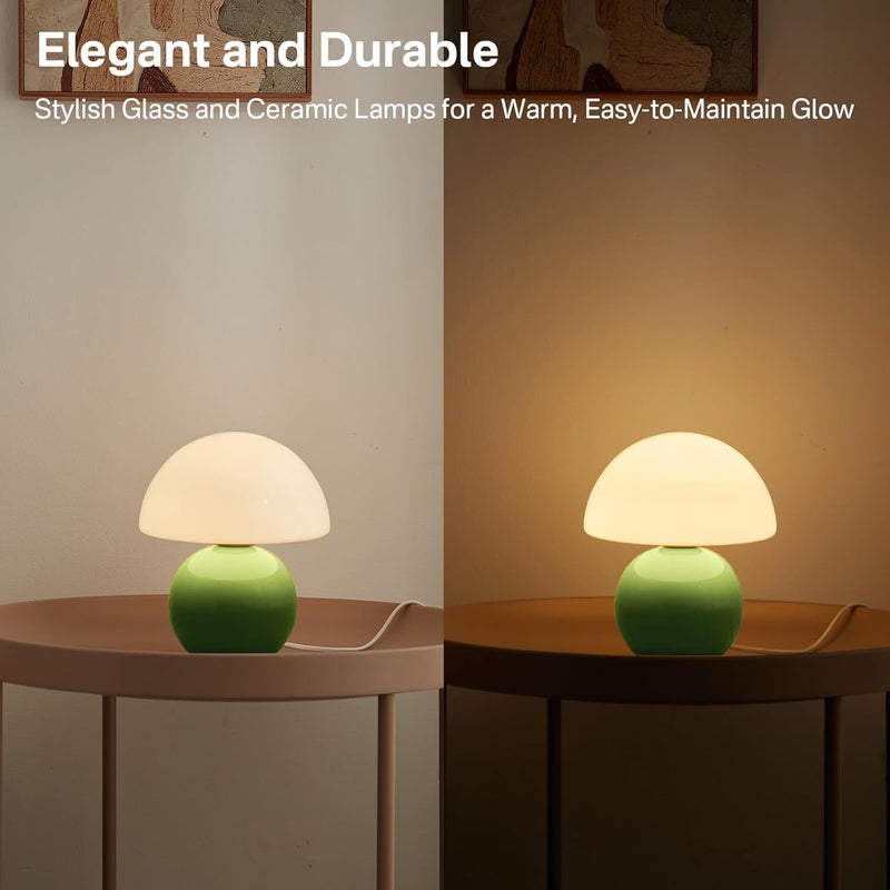Dawnwake Mushroom Lamp Table Lamp for Bedroom,Desk Bedside Small Lamps for Living Room Night Stands,Mushroom Decor Cute Mini Modern Mid Century Lamps,Unique Aesthetic Home Living Room Decor(Green) - Image 3