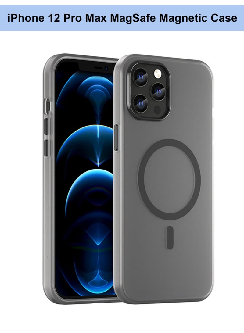 Abania iPhone 12 Pro Max Case with MagSafe, Translucent Matte Black, Slim Military-Grade Shockproof, Anti-Yellow Anti-Fingerprint iPhone 12 Pro Max Cover Compatible with MagSafe Accessories - Image 1