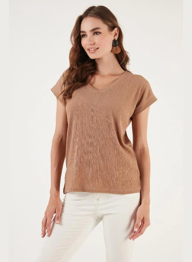 Lela  Lela Relaxed Fit Flexible V-Neck Blouse Women's Blouse 5865039 for Women | Best Price UAE