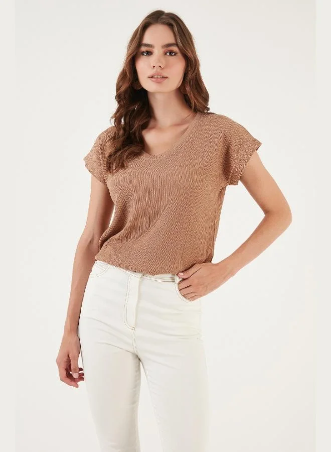 Lela  Lela Relaxed Fit Flexible V-Neck Blouse Women's Blouse 5865039 for Women | Best Price UAE