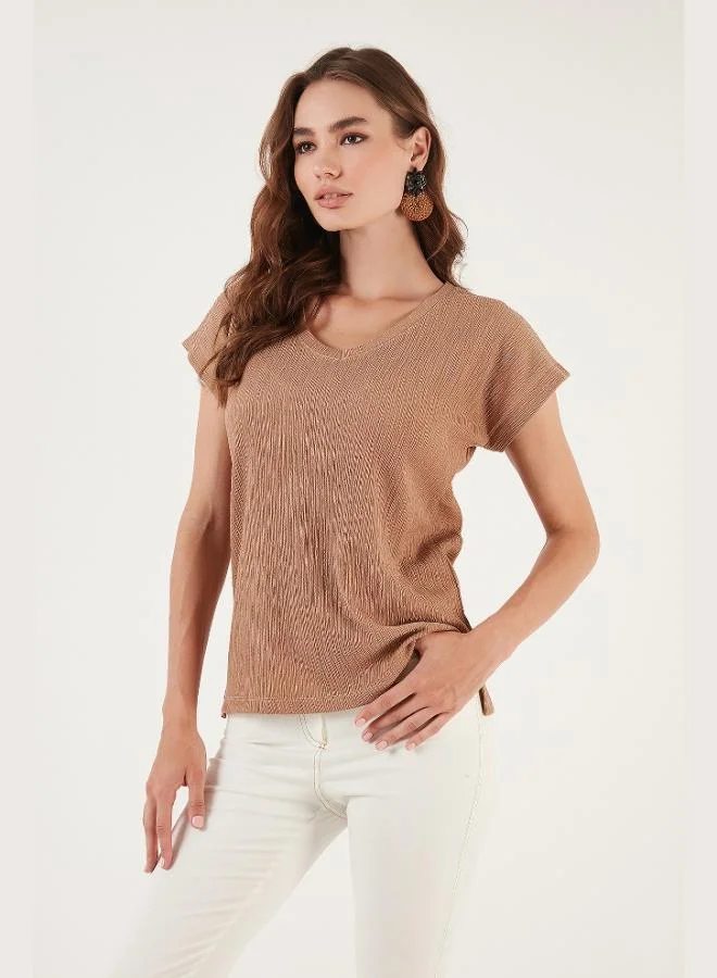 Lela  Lela Relaxed Fit Flexible V-Neck Blouse Women's Blouse 5865039 for Women | Best Price UAE