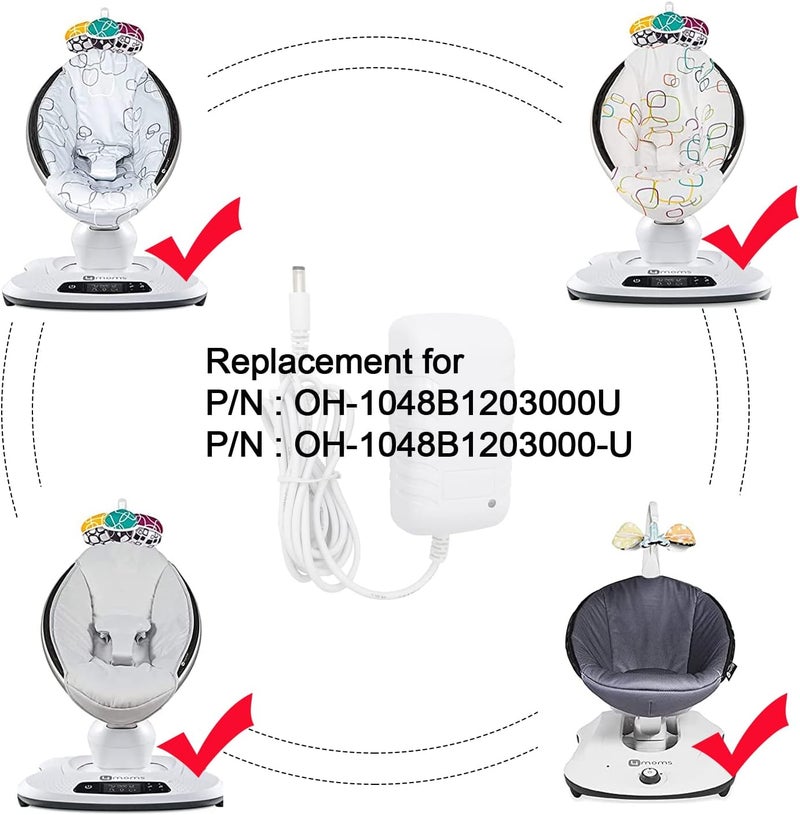 PDEEY شاحن محول تيار متردد 12 فولت من PDEEY لاهتزازة الأطفال 4moms Mamaroo RockaRoo مع كابل بطول 6.6 قدم - Image 3