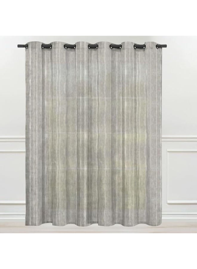 Intex Curtains House House Natural Semi Sheer Linen Curtains For Living Room – Light Filtering Drapes With Steel Grommets And Random White Stripes, One Panel - Greyish Beige - 300W X 270L Cm  - Image 2