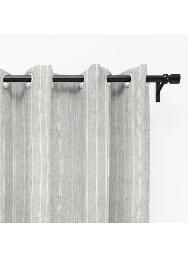 Intex Curtains House House Natural Semi Sheer Linen Curtains For Living Room – Light Filtering Drapes With Steel Grommets And Random White Stripes, One Panel - Greyish Beige - 300W X 270L Cm  - Image 3