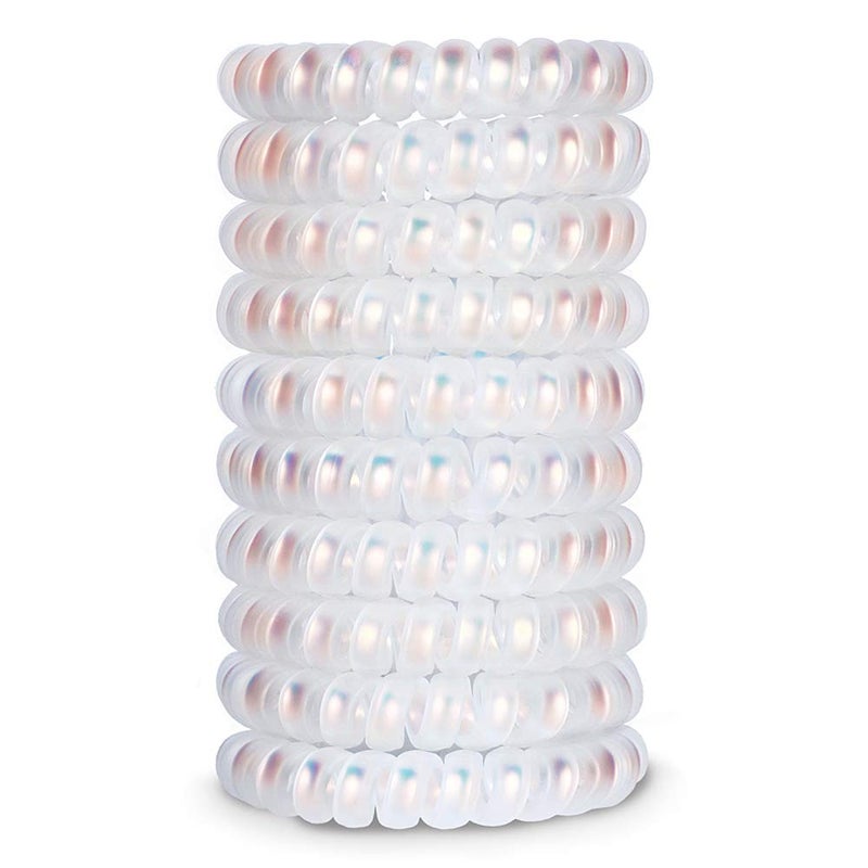 10 Piece Spiral Hair Ties For Thick Hair Coil Elastics Multicolor No Crease Coils Telephone Cord Plastic Ties For Women And Girls Shining Matte Mermaid Color