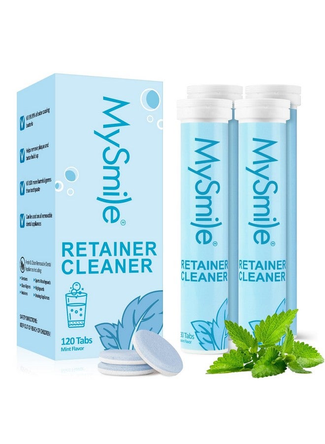 MySmile Retainer Cleaner with 120 Denture Cleaning Tablets, Quickly Remove Odors, Discoloration Stains & Plaque from Aligner, Mouth Guard, Night Guard and More Dental Appliances (Mint Flavor) - Image 1