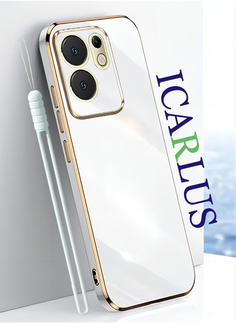 ICARLUS For Infinix Zero 30 4G Case Glossy Electroplating TPU Protective Cover Gold-White 