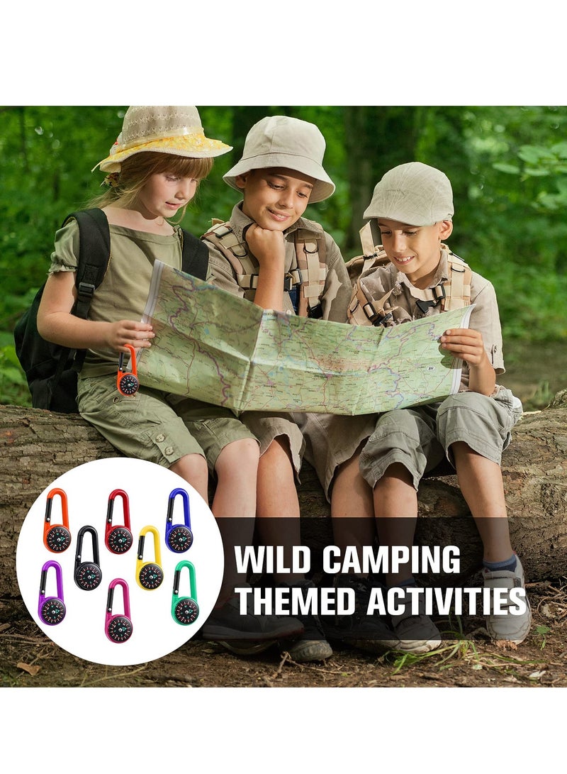 Excefore Compass Keychain for Kids, Adventure Camping Small Keychain Belt Clips With Holes Compass Metal Buckle Keychain Outdoor, Project Prizes for Hiking, Camping Party Favors (32 Pcs, 8 Colors) - Image 2