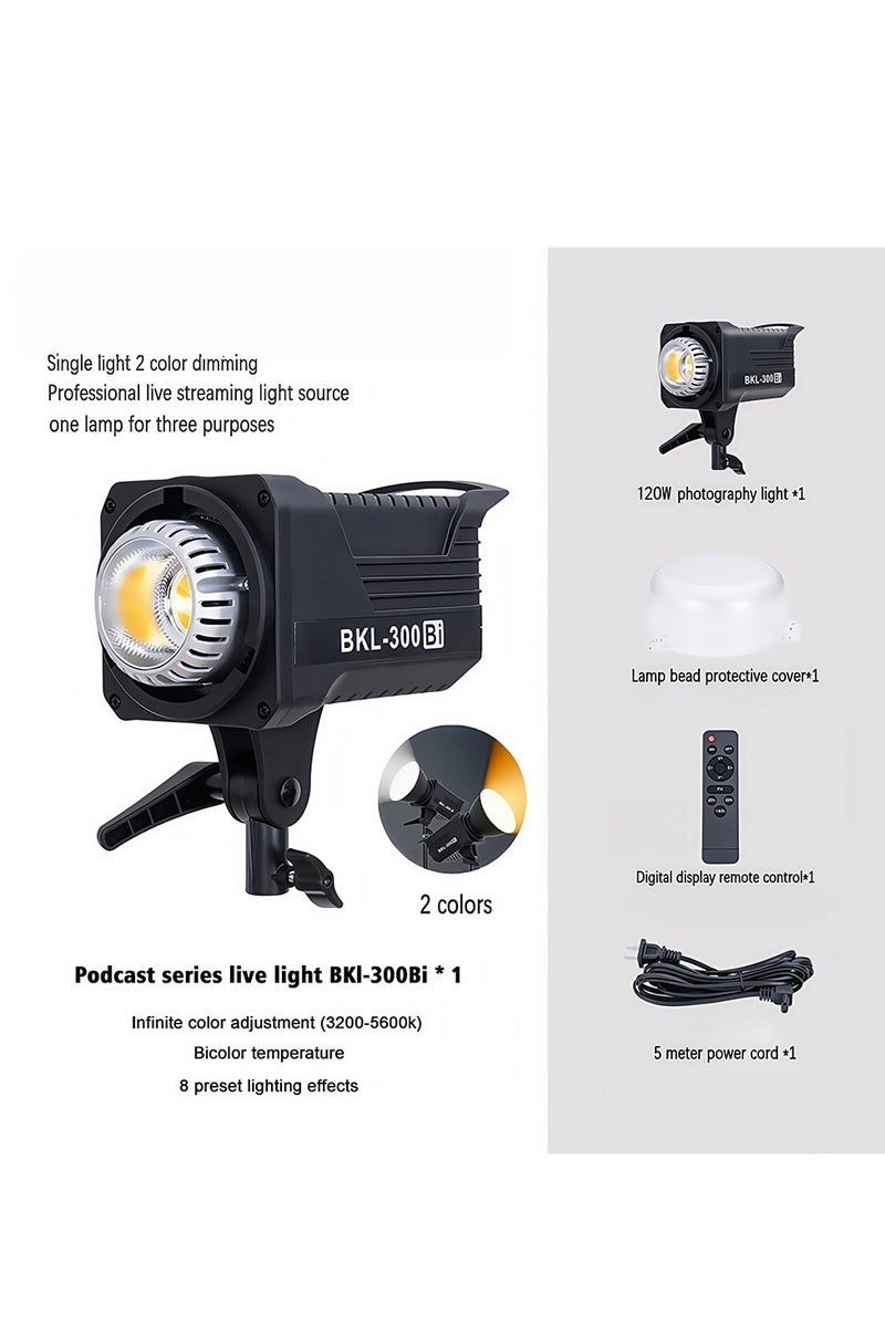غرانفين مصباح فيديو LED COB بقوة ١٢٠ واط مع جهاز تحكم عن بُعد - إضاءة Bowens Mount بإخراج مستمر، درجة حرارة ثنائية اللون ٢٧٠٠-٦٥٠٠ كلفن CRI٨٤ و٨ تأثيرات للتصوير في الاستوديوهات/الأماكن الخارجية/تسجيل الفيديو - Image 2