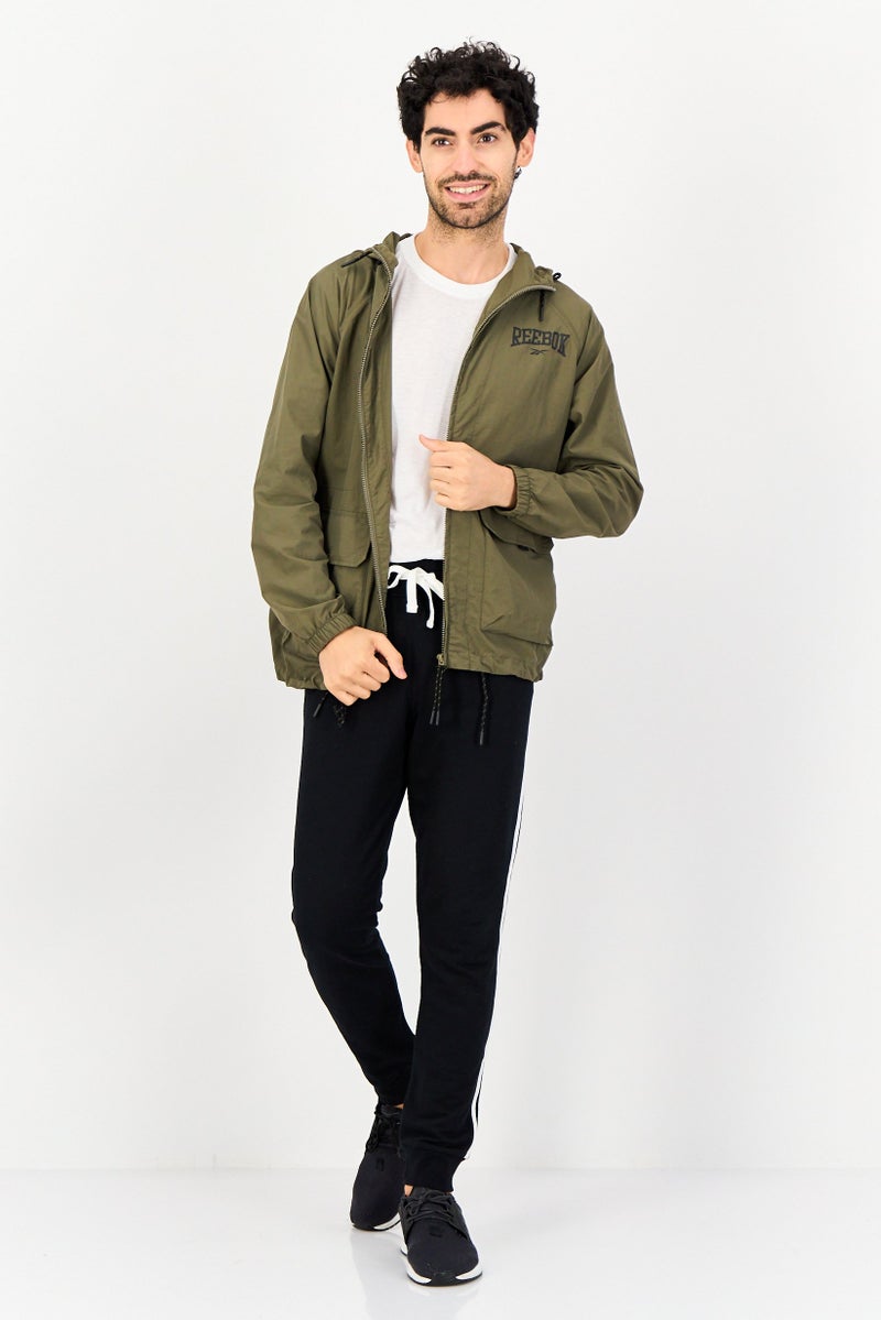 Reebok Men Sportswear Fit Long Sleeve Outdoor Windbreaker Jacket, Olive - Image 4