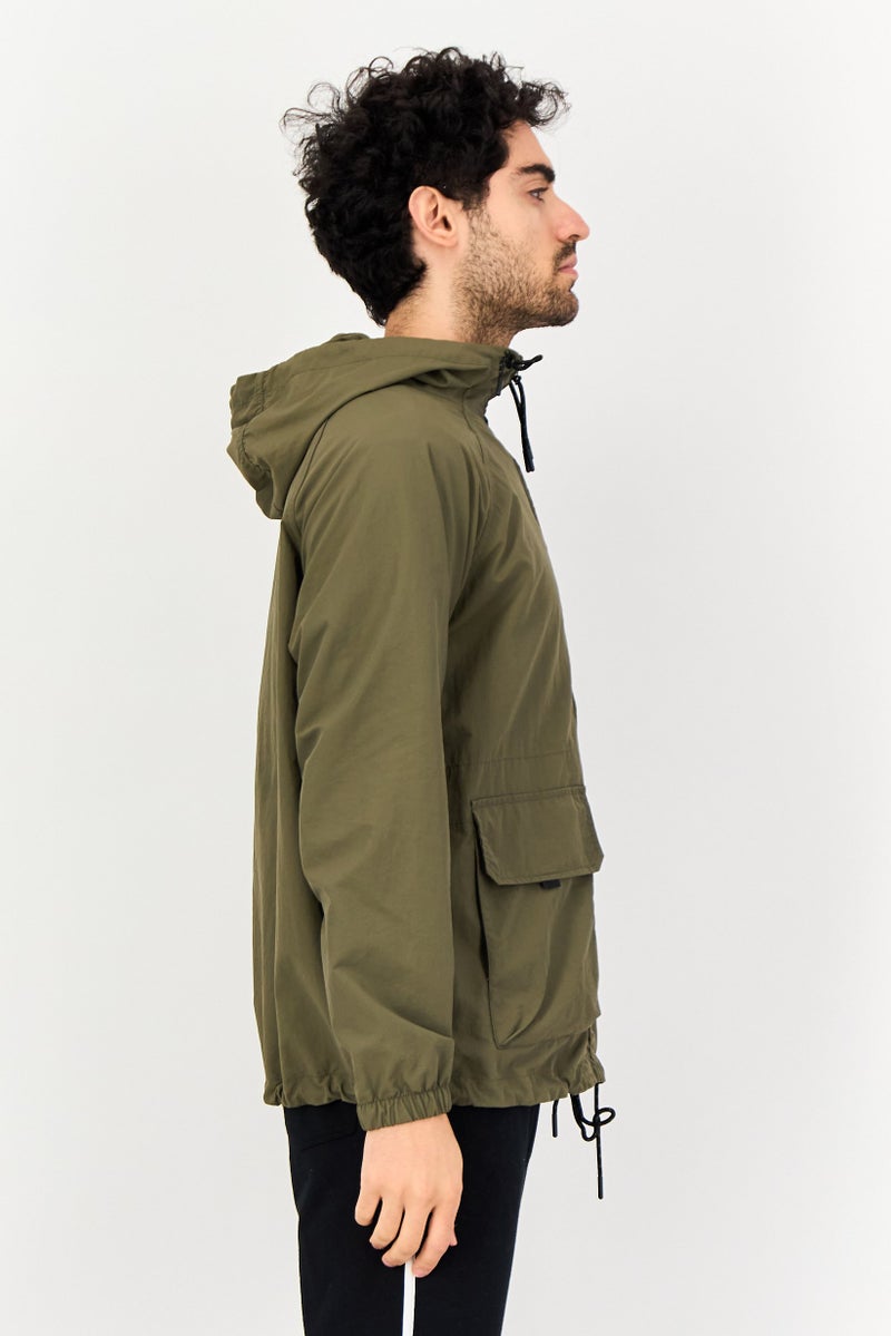 Reebok Men Sportswear Fit Long Sleeve Outdoor Windbreaker Jacket, Olive - Image 3