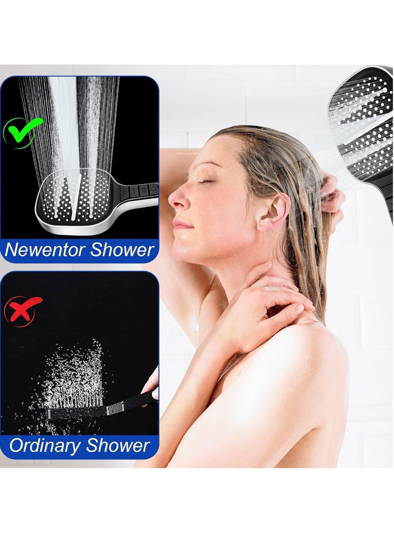 SYOSI Shower Head High Pressure Shower Heads with 8 Spray Modes Universal Water Saving Large Handheld Powerful Square Shower Head Single Hand Adjustable  - Image 3