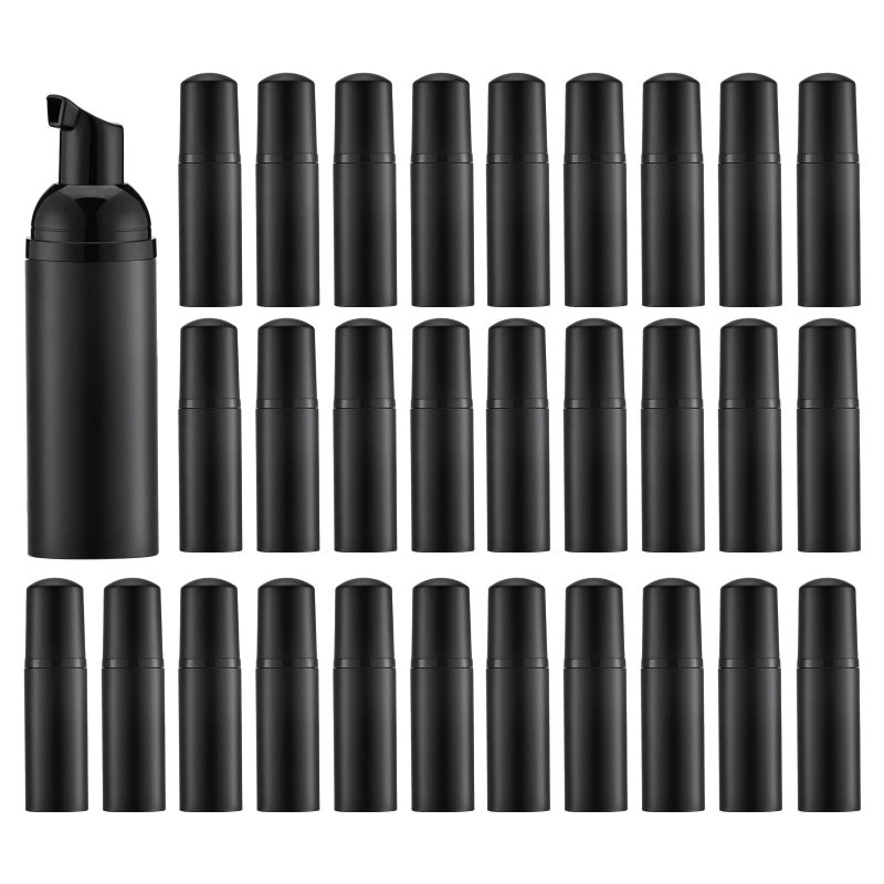 Tekson 30PCS Soap Foam Bottle 2 oz Empty Travel Foaming Lash Shampoo for Cleanser Dispenser Black Cap