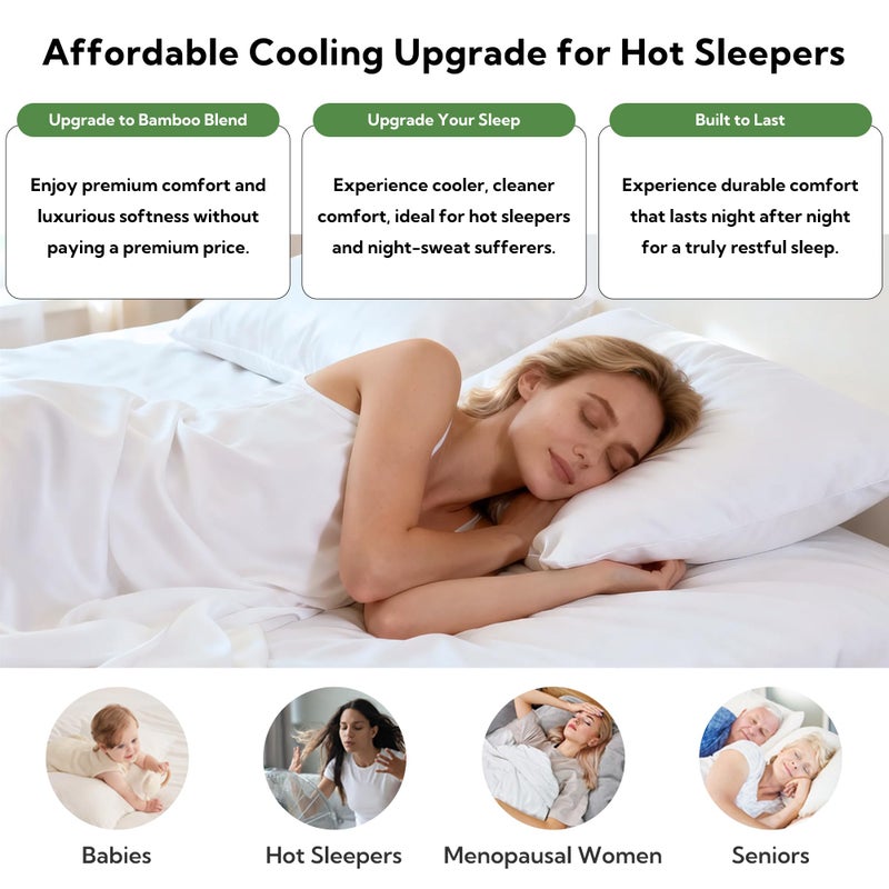 MR&HM Queen Pillow Cases Set of 2, Cooling Pillow Case for Hot Sleepers 20"x30", Breathable & Moisture Wicking, Soft Envelope Pillowcases, Rayon Derived from Bamboo & Polyester Blend (Dark Grey) - Image 5