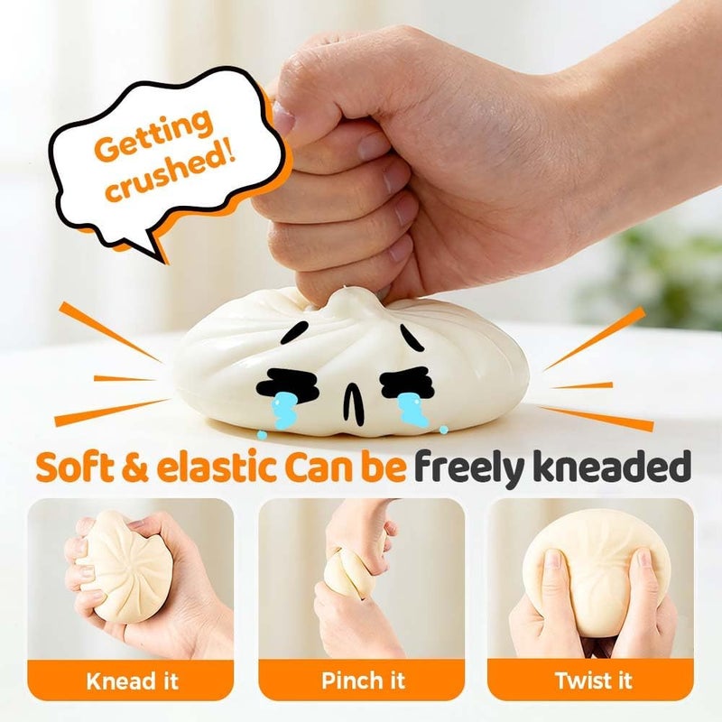 Foxiod Giant Dumpling Squishy - Handmade Pressure Relief Fidget Toy with Steamer - Image 3