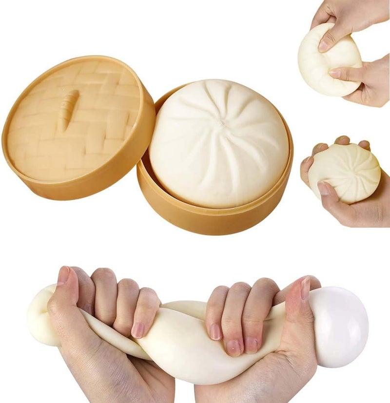 Foxiod Giant Dumpling Squishy - Handmade Pressure Relief Fidget Toy with Steamer - Image 1