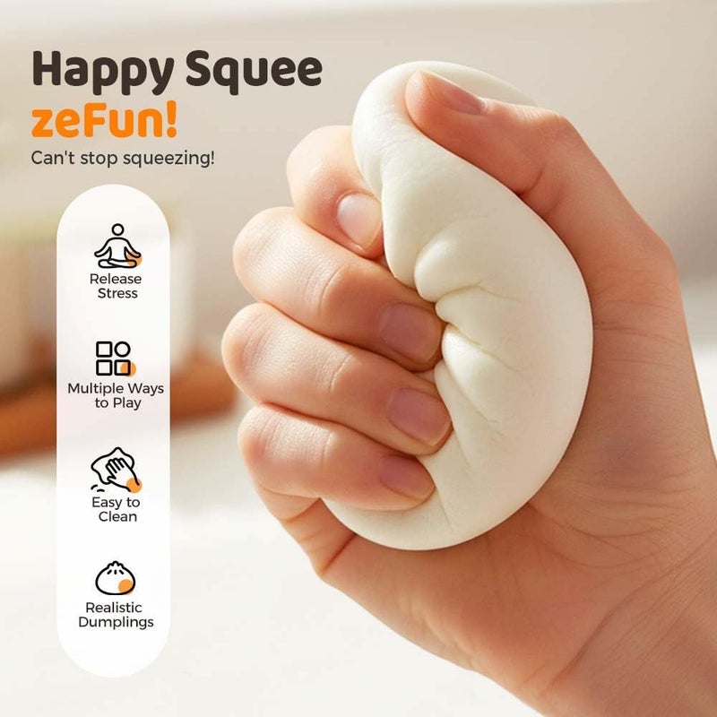 Foxiod Giant Dumpling Squishy - Handmade Pressure Relief Fidget Toy with Steamer - Image 2