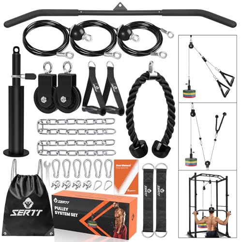 SERTT Weight Pulley System Gym, Pulley Pro Home Cable Pulley System gym for Lat Pull Down, Biceps Curl, Triceps, Shoulders, Back, Forearm Workout, DIY Weight Cable Pulley Attachments for Gym Equipment - Image 1