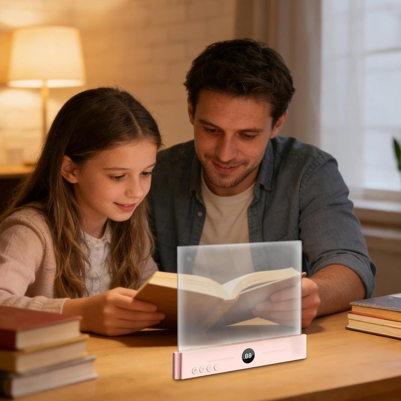 Flat Book Light - 17cm Desktop Lighting Supply, Smart LED Reading Plate, Transparent Eye Protection Panel | Portable Night Book Lamp for Readers Artists Students Dormitory Bookshelf Bedroom - Image 3