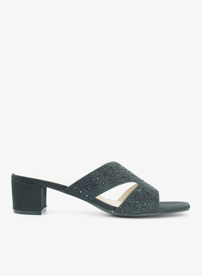 زينة 221-306 Zayna Ladies Classic Low Block Slides 18F8827-5319 Black