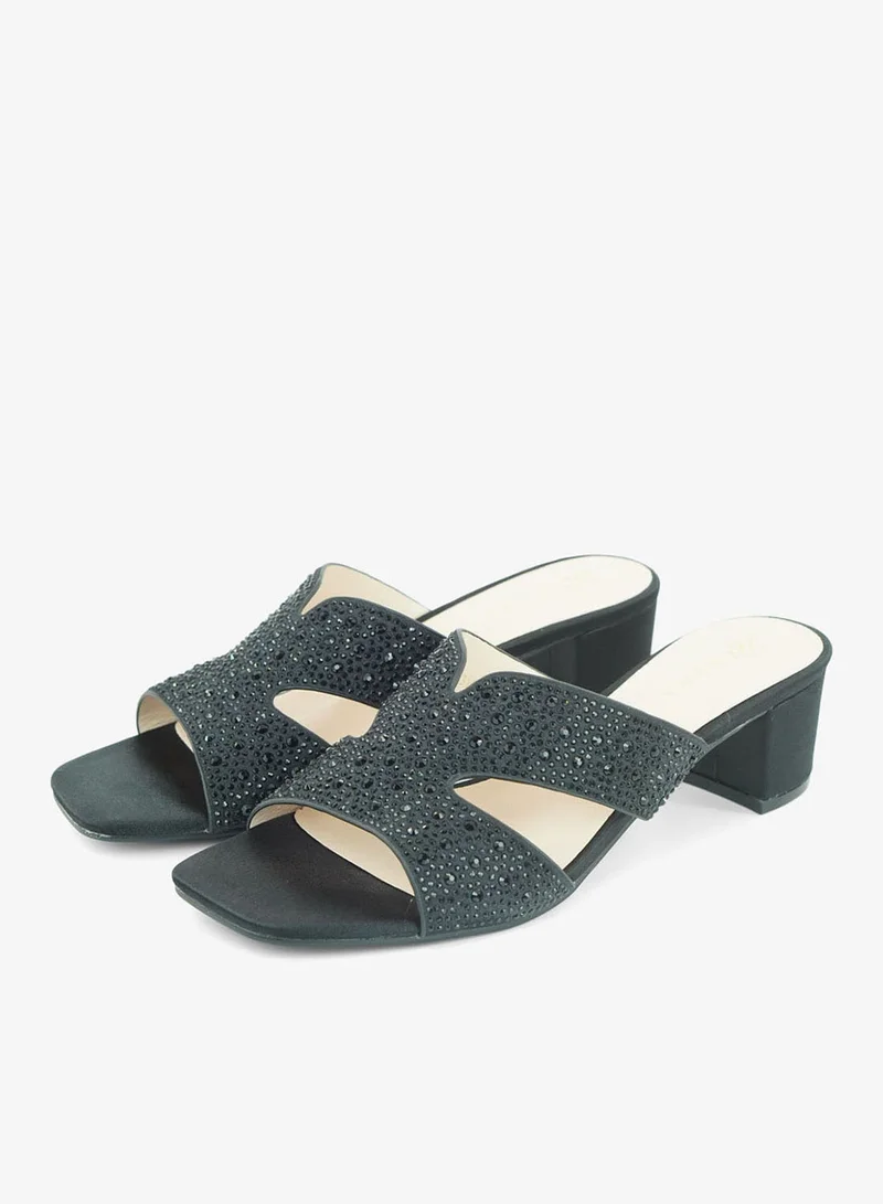 Zayna Black 221-306 Zayna Ladies Classic Low Block Slides 18F8827-5319 Black for Women | Best Price UAE