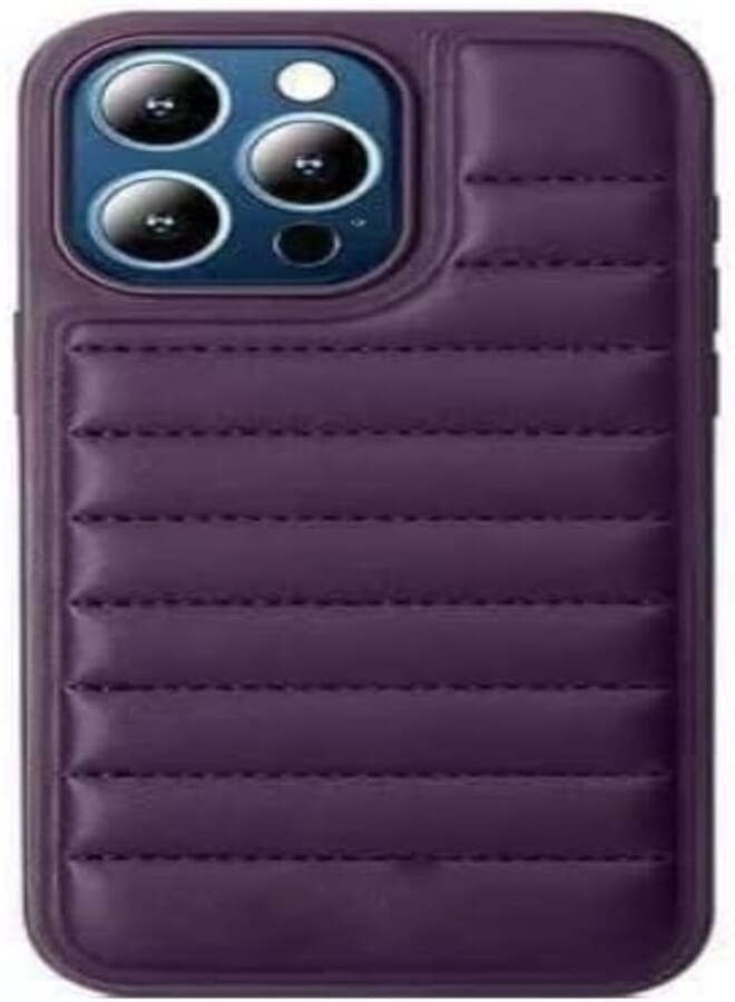 Next Store Luxury Fabric Case Soft and Puff Texture Stylish Design Compatible with iPhone 12 Pro Max Lightweight Bumper Cover Protects Your Device from Scratches and Bumps (Purple)